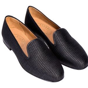 MENS BLACK RAFFIA STUBS AND WOOTEN SLIPPER SIZE 9.5